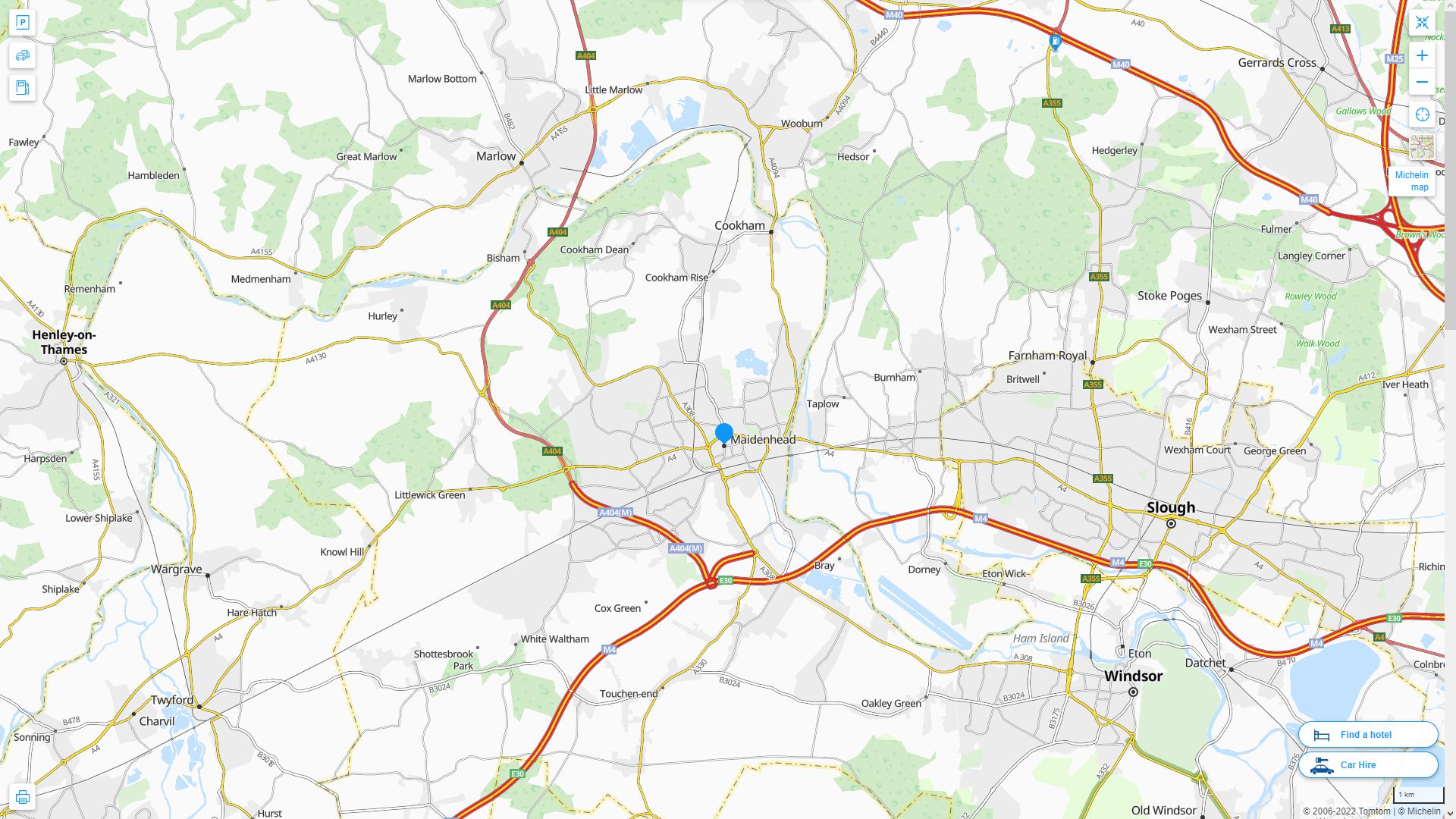 Maidenhead Royaume Uni Autoroute et carte routiere